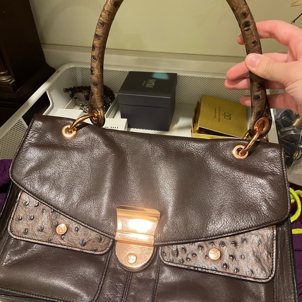 Ted Baker London Brown Shoulder Bag with Gold Accents